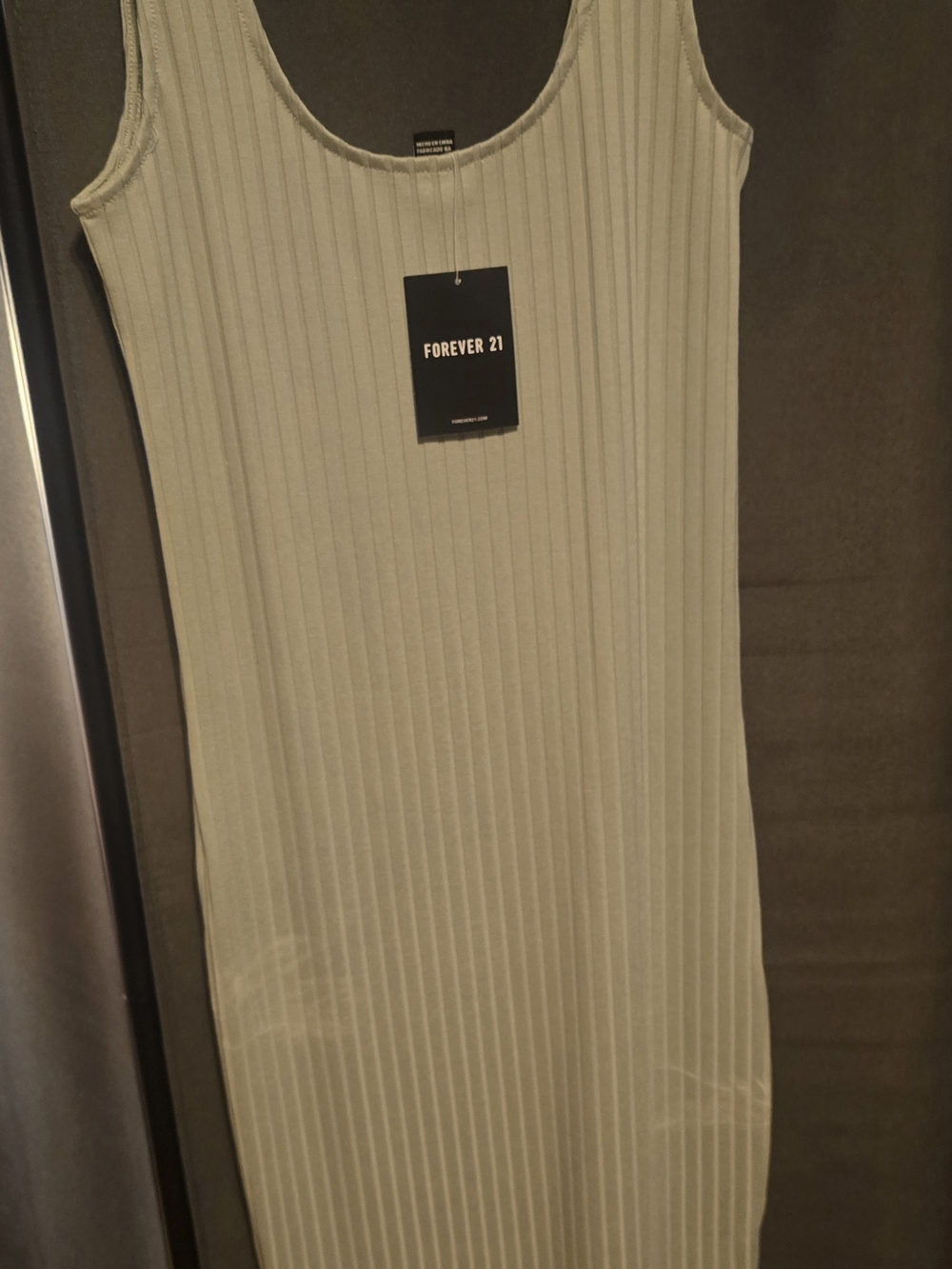 Forever 21 Sage Green Ribbed Tank Midi Dress